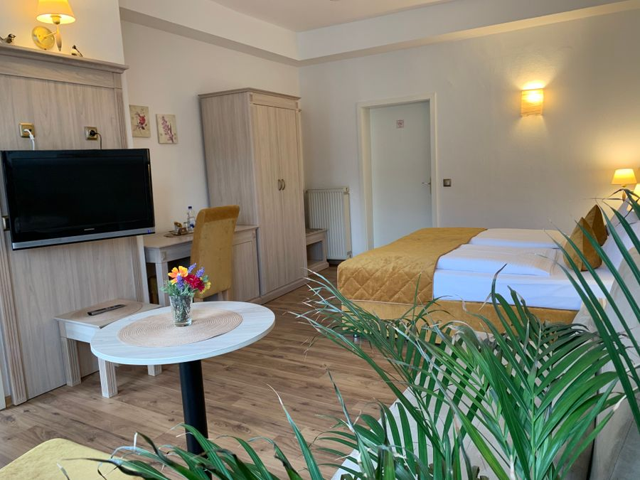 Zimmer mit TV und Sitzgelegenheit